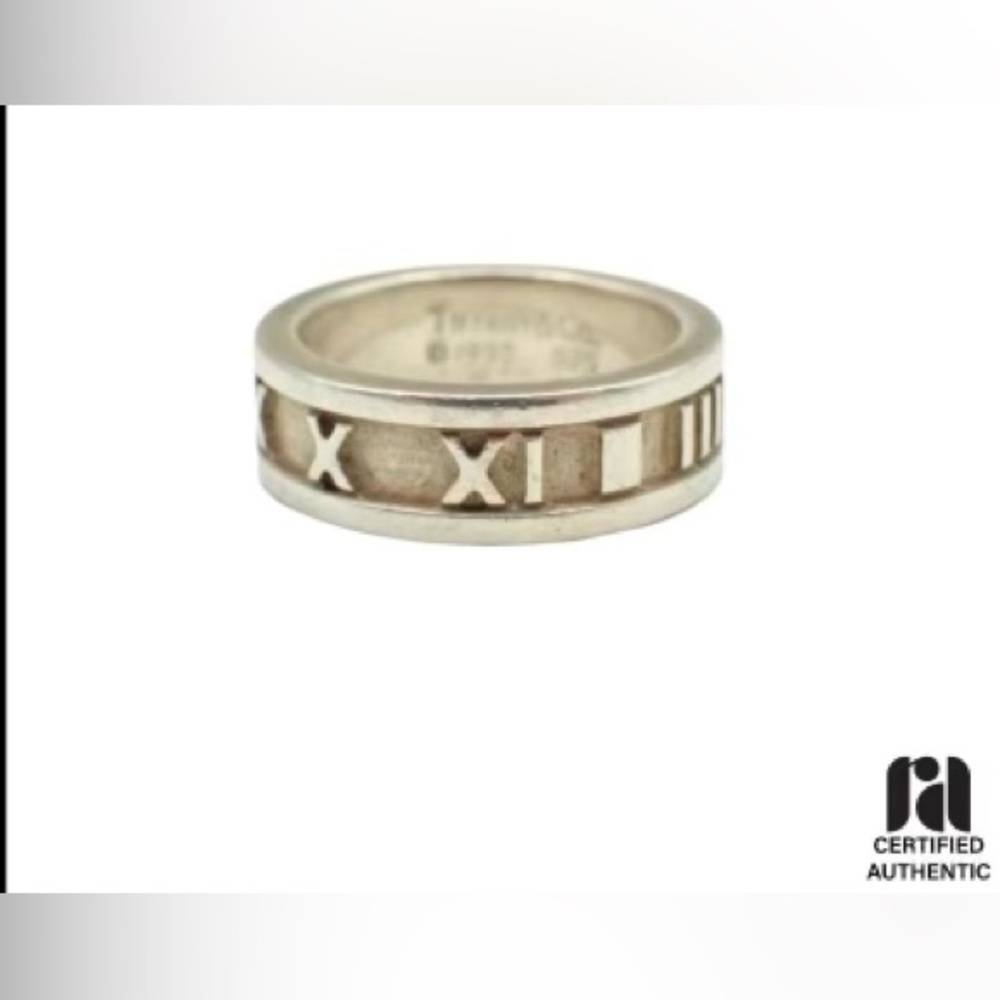 Tiffany & Co. “Atlas” Sterling 925 Silver Roman Numeral Band/Ring W/COA Size 4